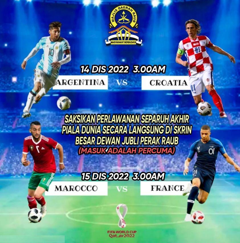 poster jadual fifa world cup 2022 siaran langsung di dewan jubli perak, raub